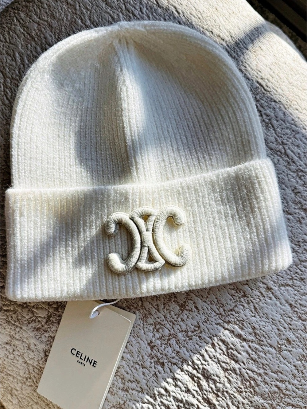 Celine Triomphe Beanie White